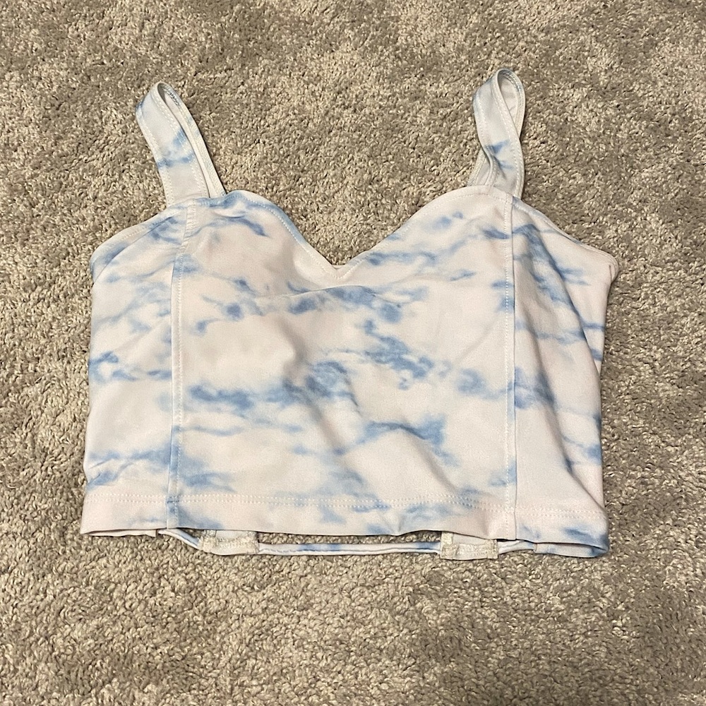Kortni Jeane ladder back Cloud print swim top